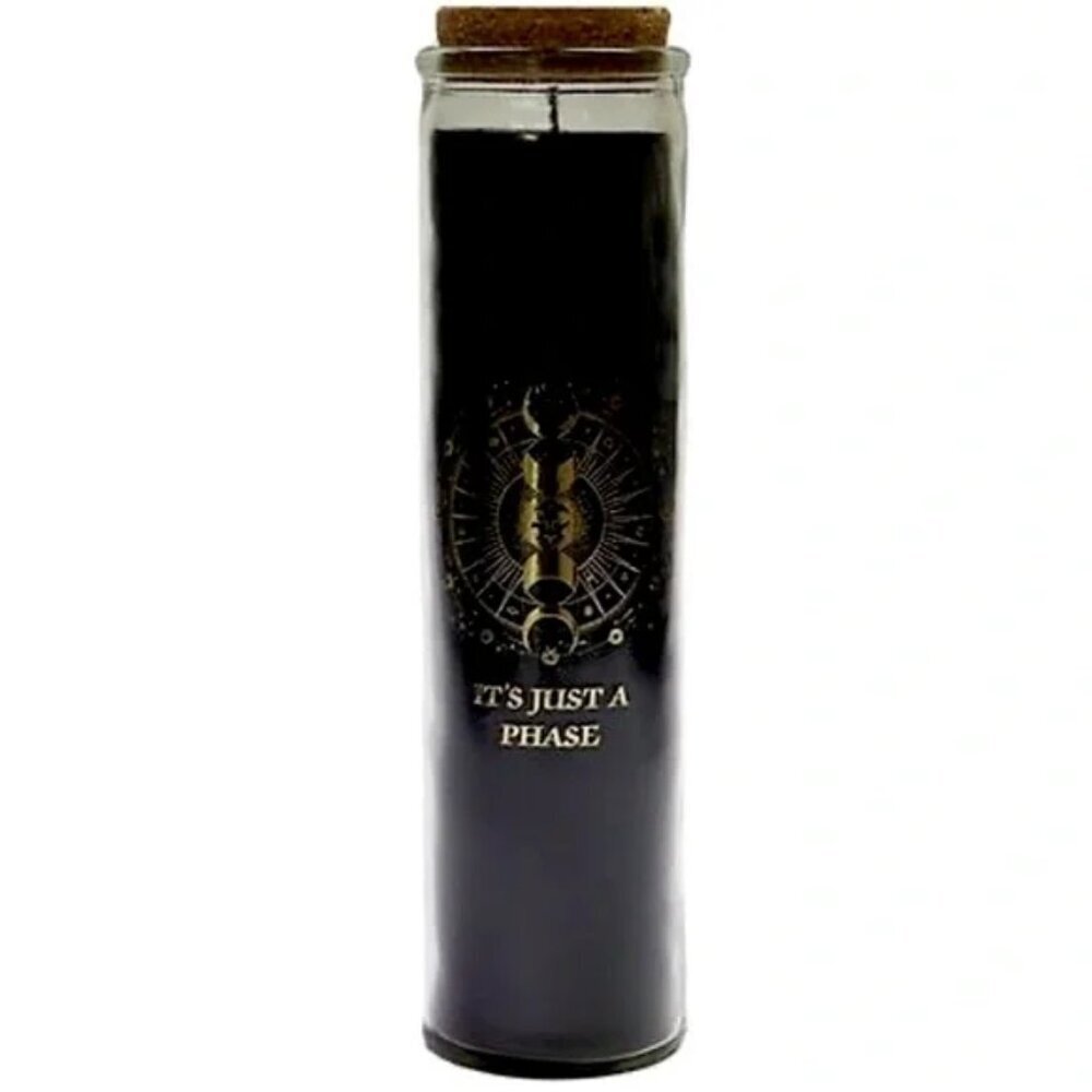 Modern Expressions "Its Just A Phase" Glass candle with Decal & Cork Lid